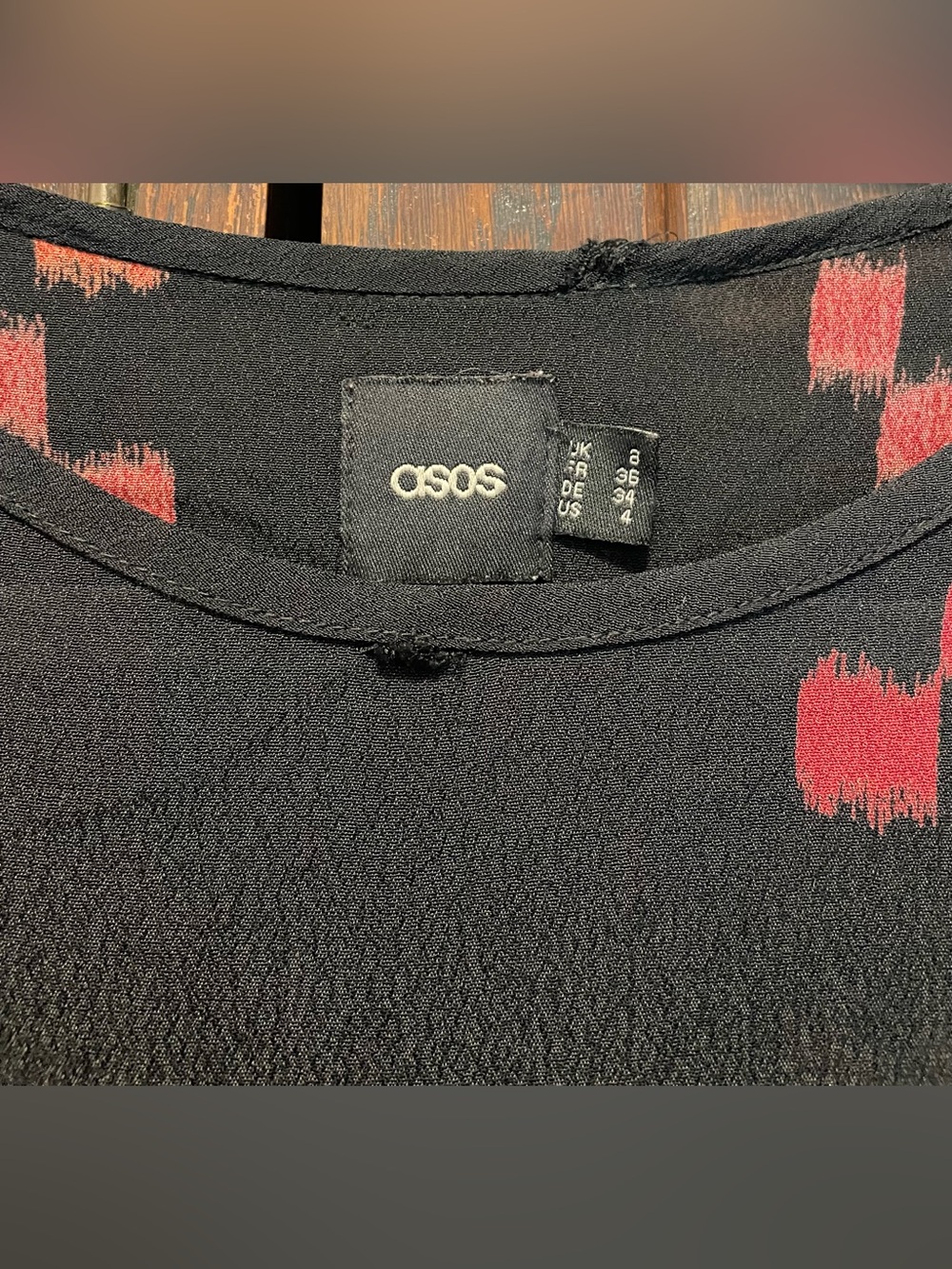 ASOS Women’s Vintage Black Dress with Drop-Waist & Geo Print Size 4 - Picture 5 of 11